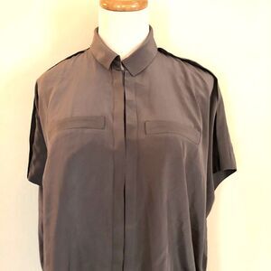 DVF 100% Silk Gray New Eris Blouse Sz: P -NWT!